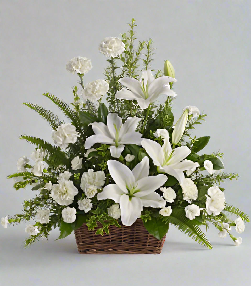 Peaceful White Lilies Altar Arrangement