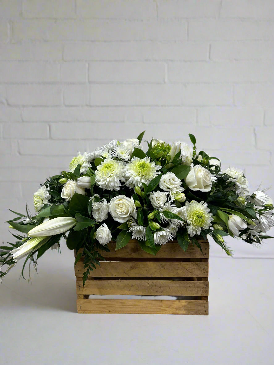 White Casket Spray