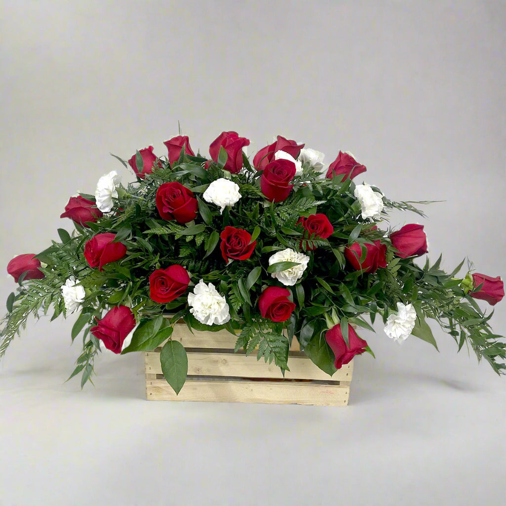 Red & White Casket Spray