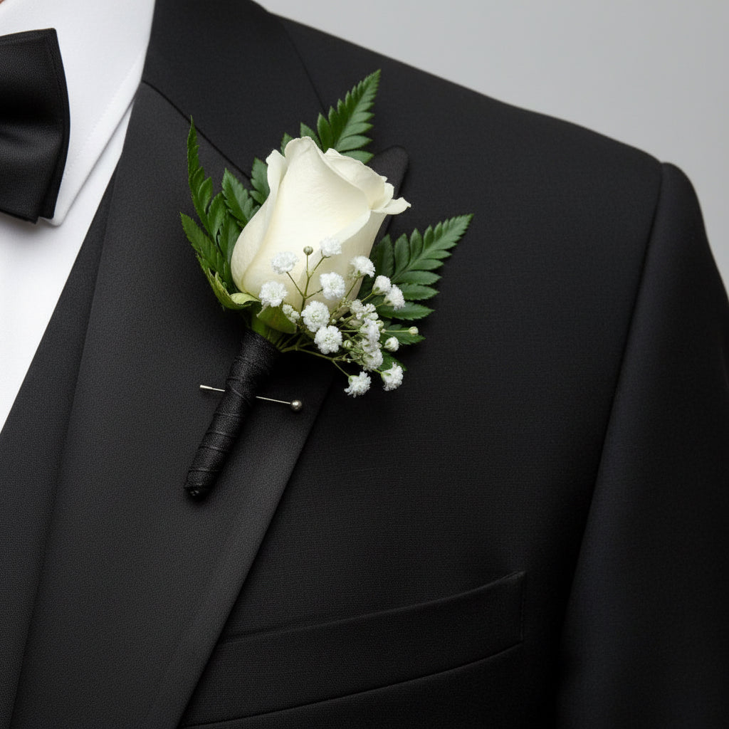 White Rose Boutonnière