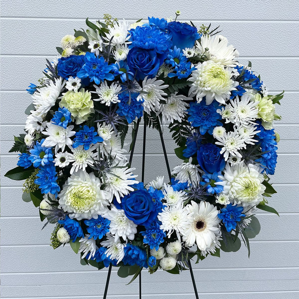 Blue Funeral Wreath