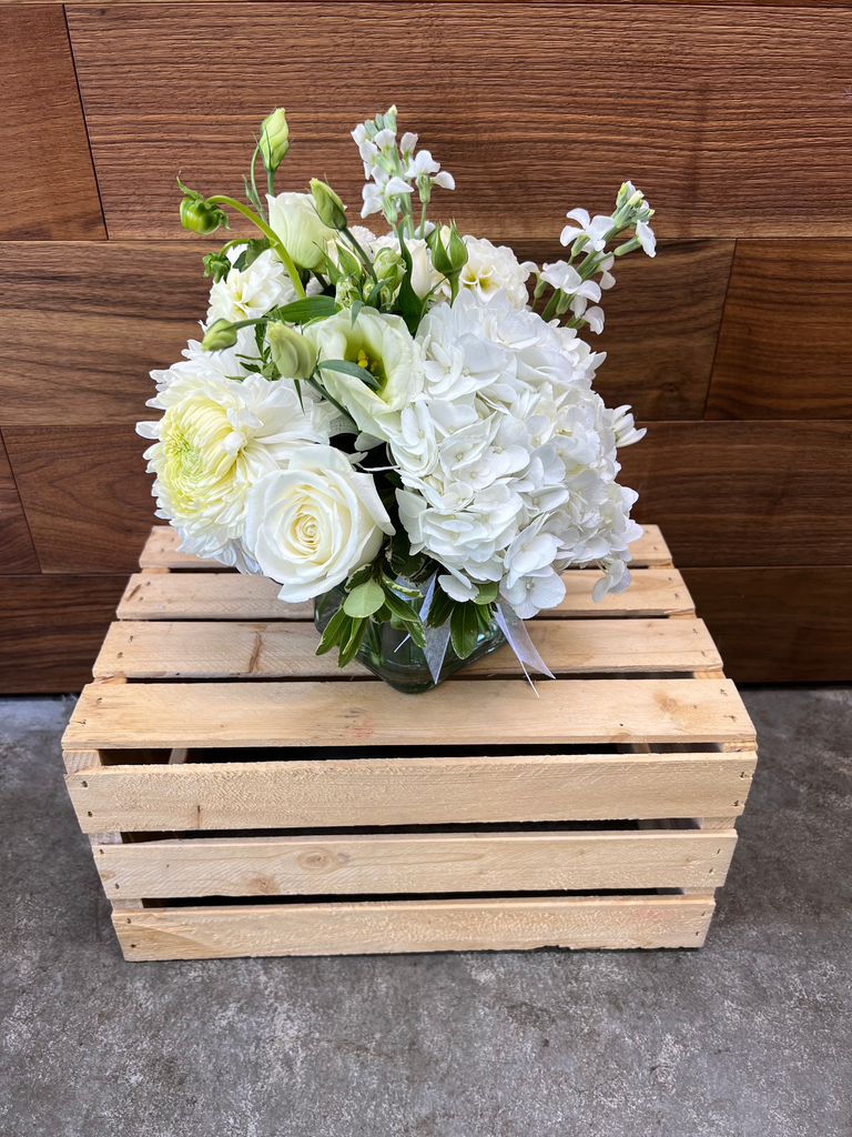 White Classic Cube Funeral Arrangement