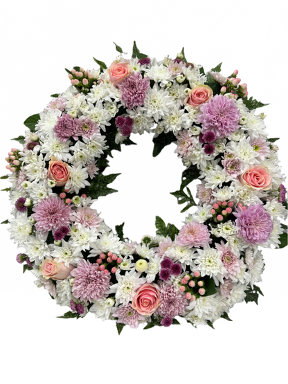 Pink & White Funeral Wreath