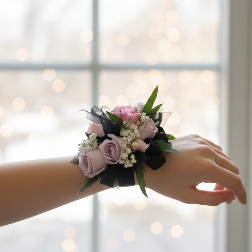 Lavender with Pink Wrist Corsage