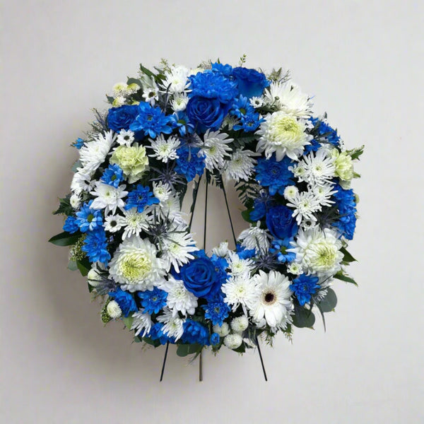Blue Funeral Wreath – Frans Flowers