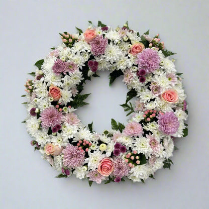 Pink & White Funeral Wreath